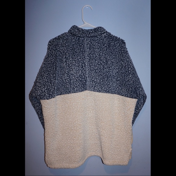 Super cozy color block teddy bear/sherpa half-zip - Picture 2 of 2